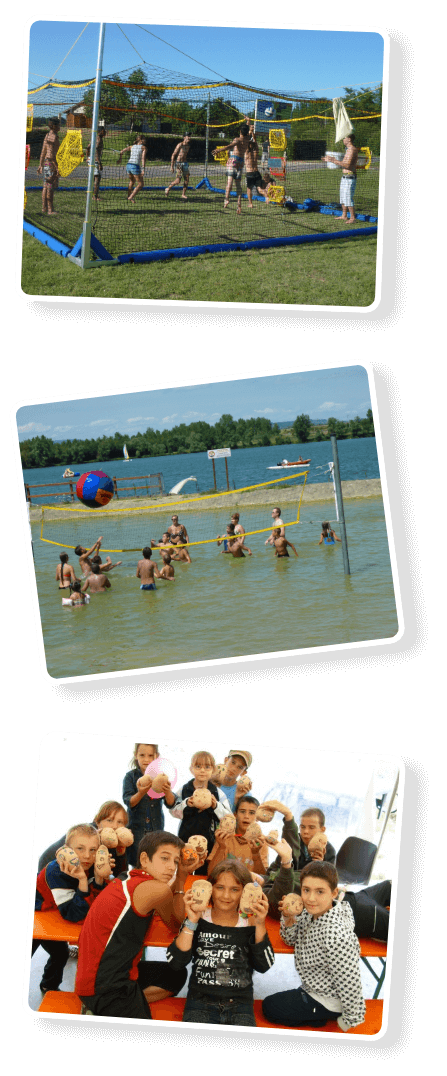 Entertainment at Lake Cormoranche campsite, south of Mâcon