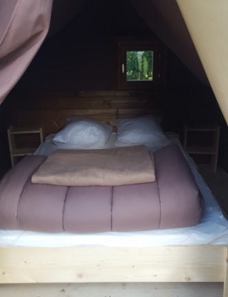 Bivouac tent bedroom, unusual accommodation for rent in the Auvergne-Rhône-Alpes region at Lake Cormoranche**** campsite