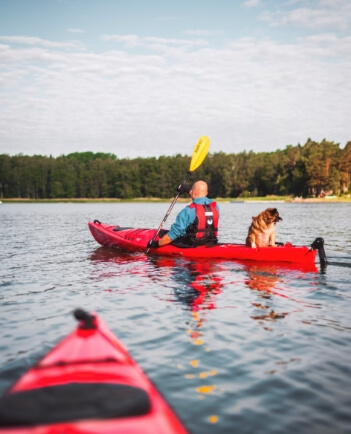 Kayaking on Lake Cormoranche in Ain