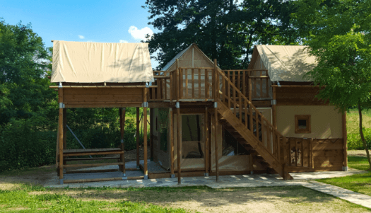Tente de Nest : ongewone huuraccommodatie in de Ain, op camping **** in Lac Cormoranche
