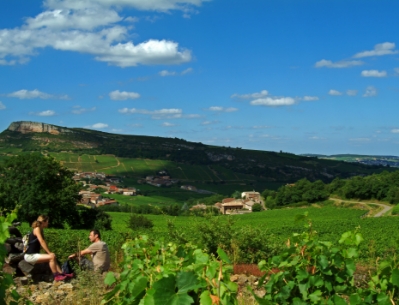 Wandern auf dem Felsen von Solutré